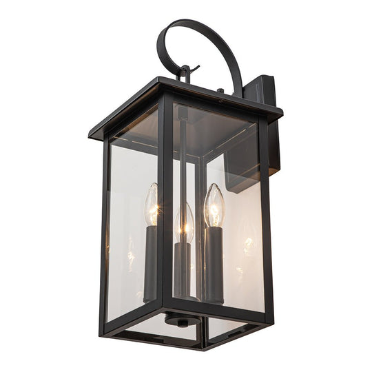 Pendantlightie-3-Light Lantern Waterproof Outdoor Wall Light With Clear Glass Shade-Outdoor Wall Light--
