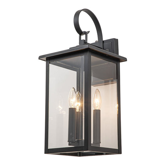 Pendantlightie-3-Light Lantern Waterproof Outdoor Wall Light With Clear Glass Shade-Outdoor Wall Light--
