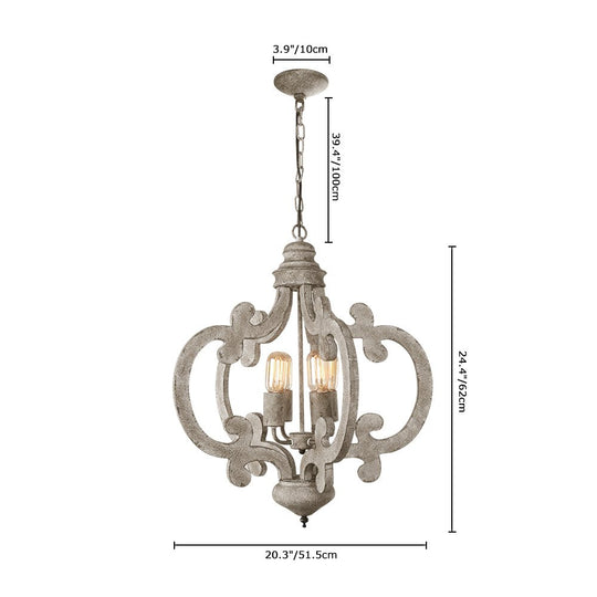 Pendantlightie-4-Light Distressed Wood Rustic Farmhouse Chandelier-Chandeliers--