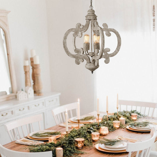Pendantlightie-4-Light Distressed Wood Rustic Farmhouse Chandelier-Chandeliers--