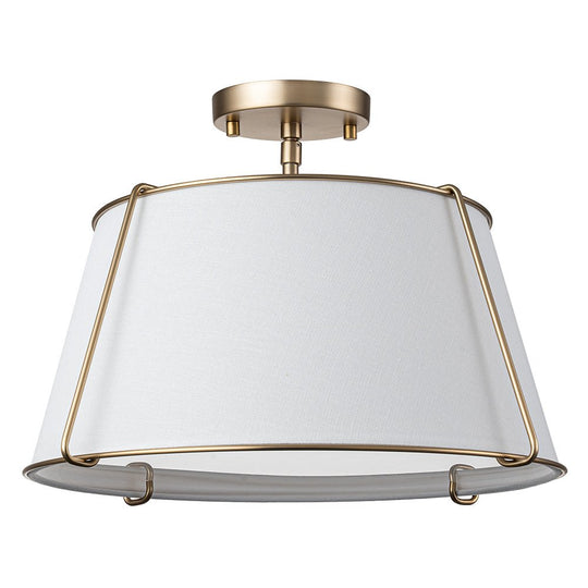 Pendantlightie-4-Light Linen Tapered Drum Semi Flush Mount-Semi Flush Mount-Nickel-