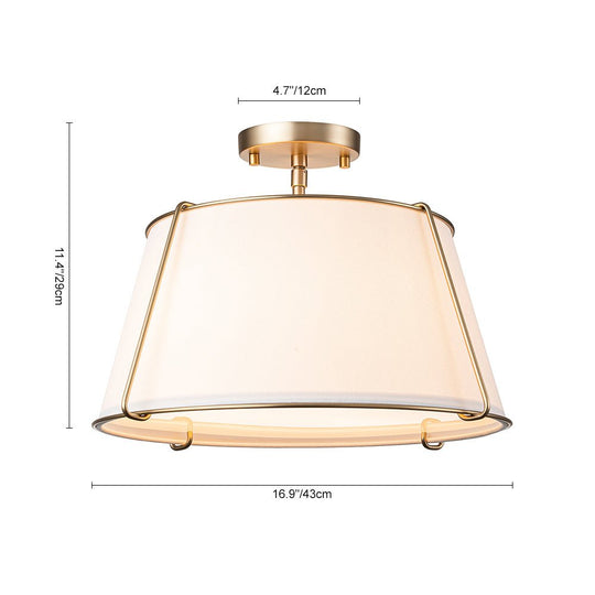 Pendantlightie-4-Light Linen Tapered Drum Semi Flush Mount-Semi Flush Mount-Nickel-
