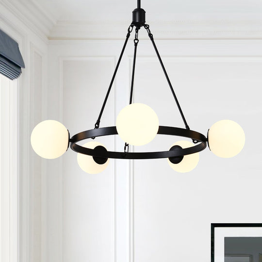 Pendantlightie-5-Light Black Bubble Chandelier-Chandeliers--