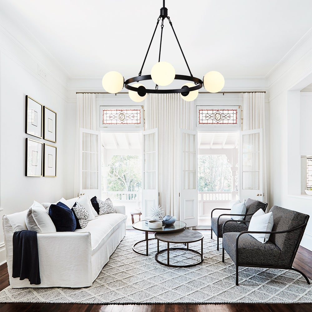 Pendantlightie-5-Light Black Bubble Chandelier-Chandeliers--