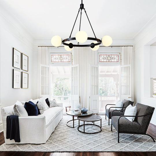 Pendantlightie-5-Light Black Bubble Chandelier-Chandeliers--