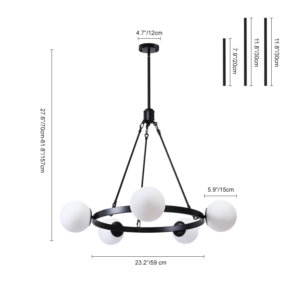 Pendantlightie-5-Light Black Bubble Chandelier-Chandeliers--