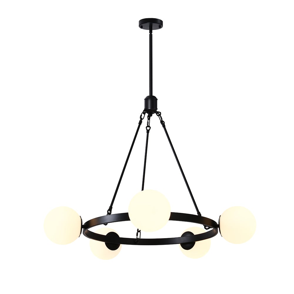 Pendantlightie-5-Light Black Bubble Chandelier-Chandeliers--
