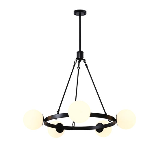 Pendantlightie-5-Light Black Bubble Chandelier-Chandeliers--
