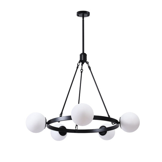 Pendantlightie-5-Light Black Bubble Chandelier-Chandeliers--
