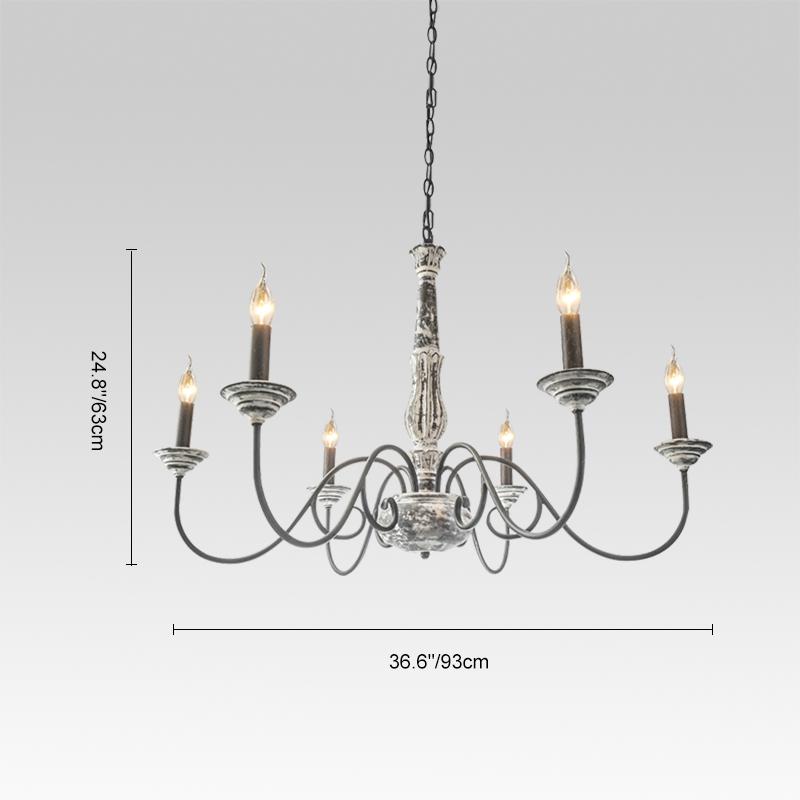 Pendantlightie-6-Light Distressed Wood Chandelier-Chandeliers--