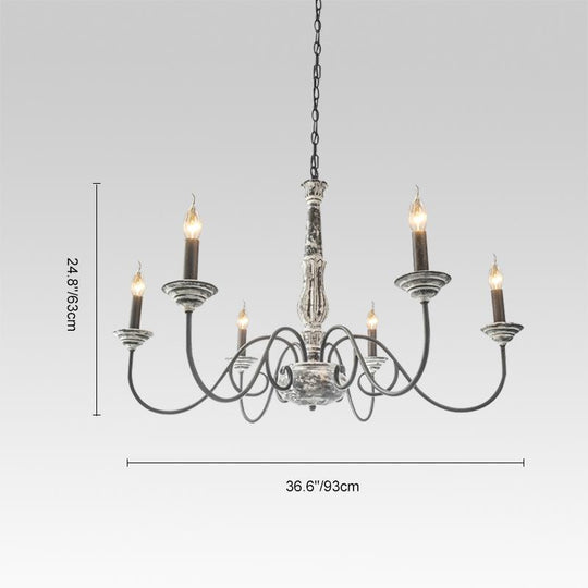 Pendantlightie-6-Light Distressed Wood Chandelier-Chandeliers--