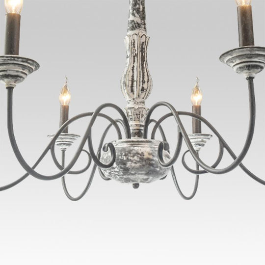 Pendantlightie-6-Light Distressed Wood Chandelier-Chandeliers--