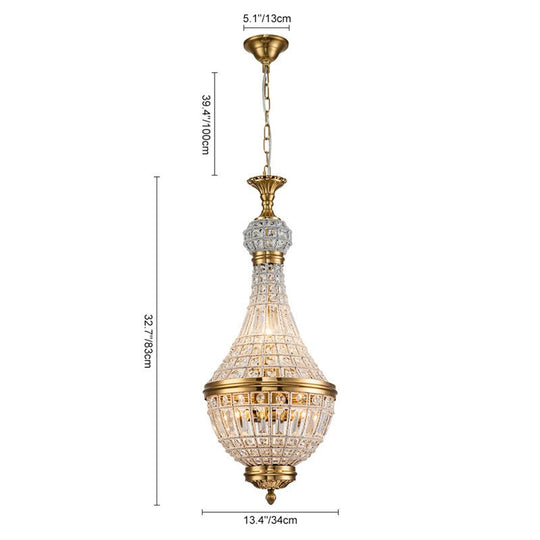 Pendantlightie-6-Light Faceted Crystal Empire Chandelier-Chandeliers--