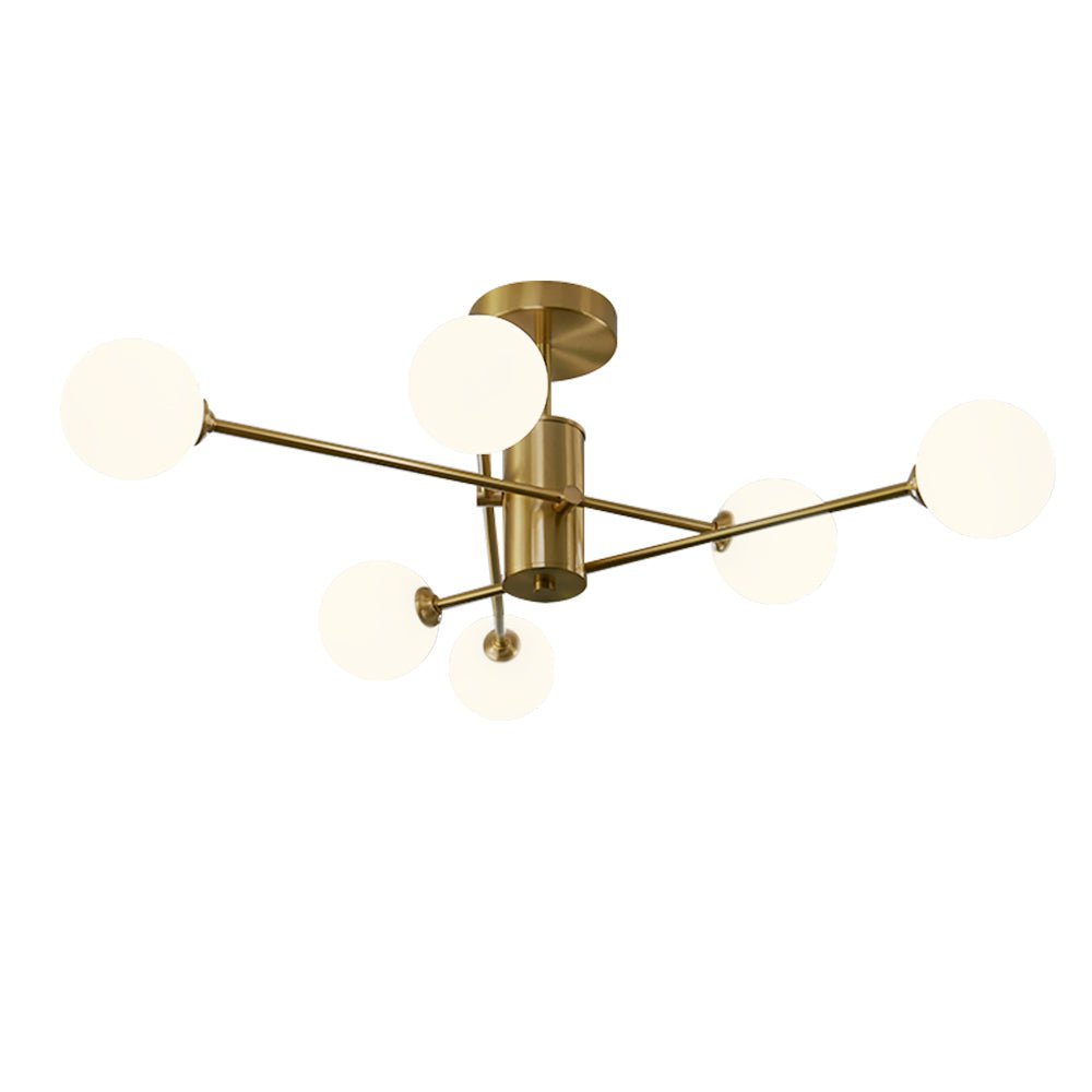 Pendantlightie-6-Light Glass Globe Sputnik Semi Flush Mount-Semi Flush Mount--
