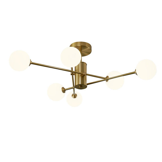 Pendantlightie-6-Light Glass Globe Sputnik Semi Flush Mount-Semi Flush Mount--