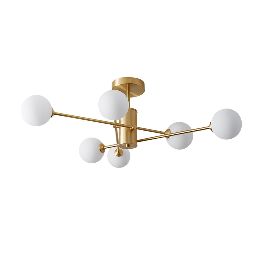 Pendantlightie-6-Light Glass Globe Sputnik Semi Flush Mount-Semi Flush Mount--