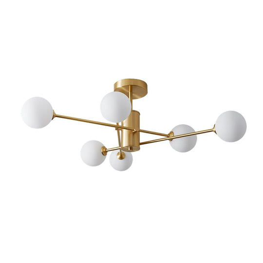 Pendantlightie-6-Light Glass Globe Sputnik Semi Flush Mount-Semi Flush Mount--