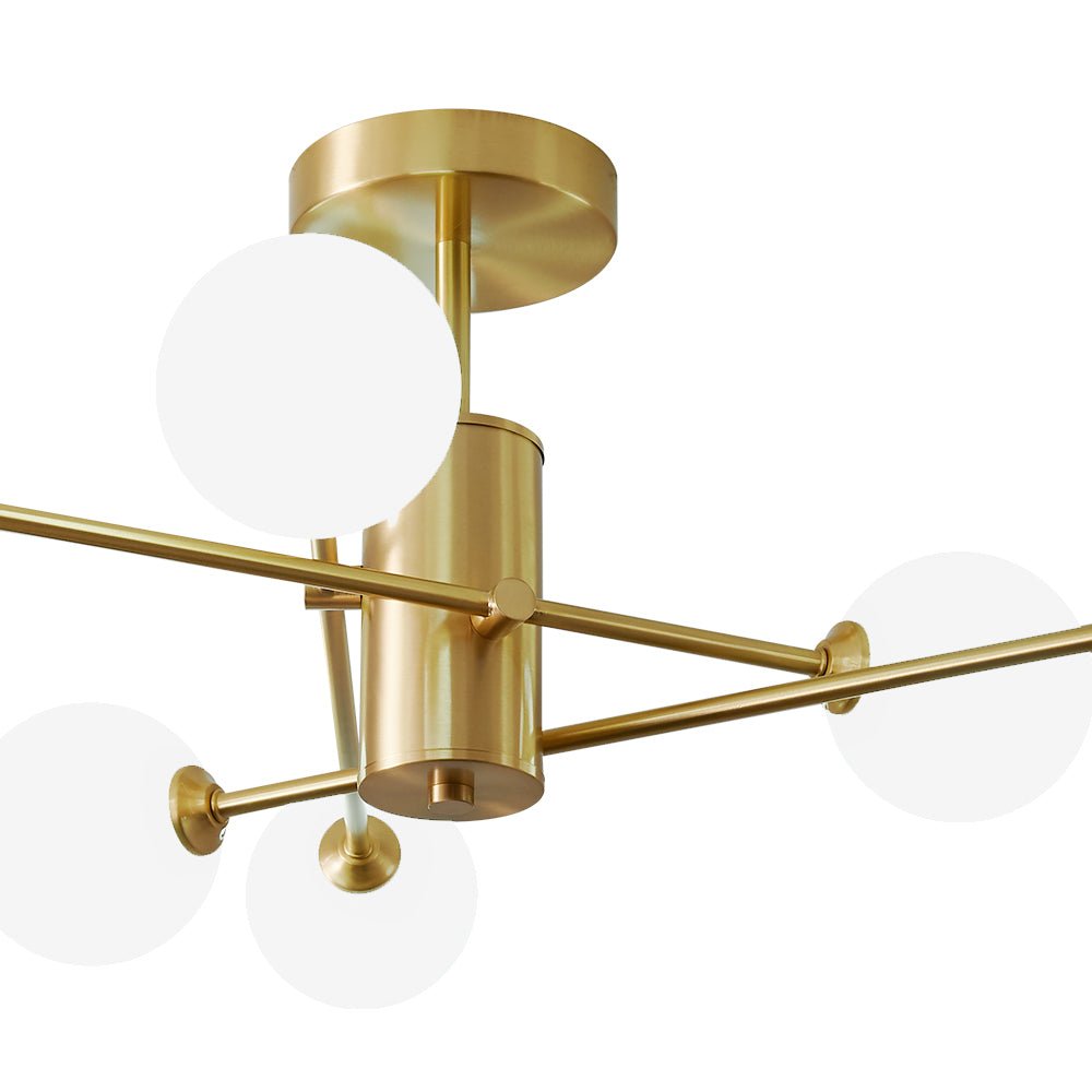 Pendantlightie-6-Light Glass Globe Sputnik Semi Flush Mount-Semi Flush Mount--