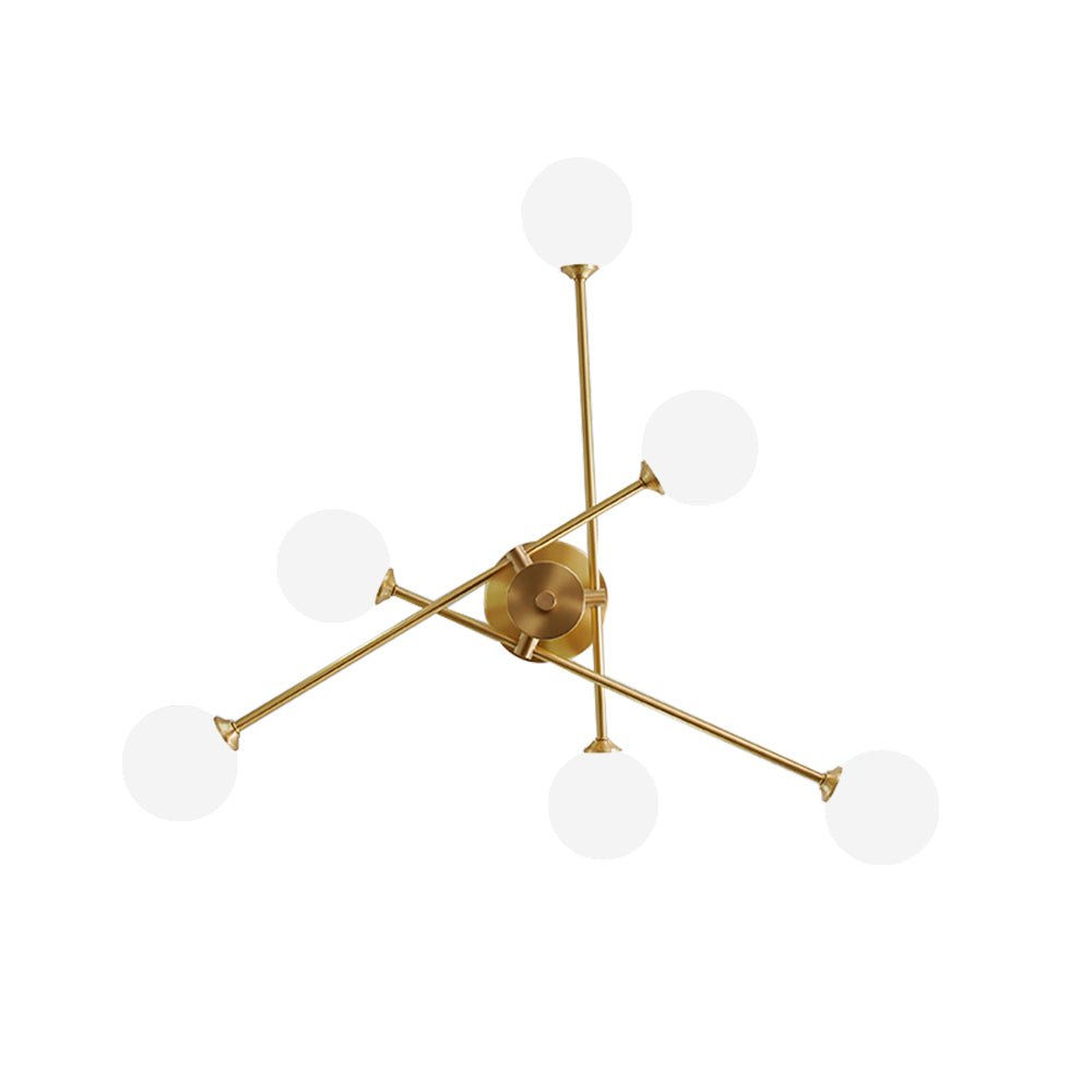 Pendantlightie-6-Light Glass Globe Sputnik Semi Flush Mount-Semi Flush Mount--