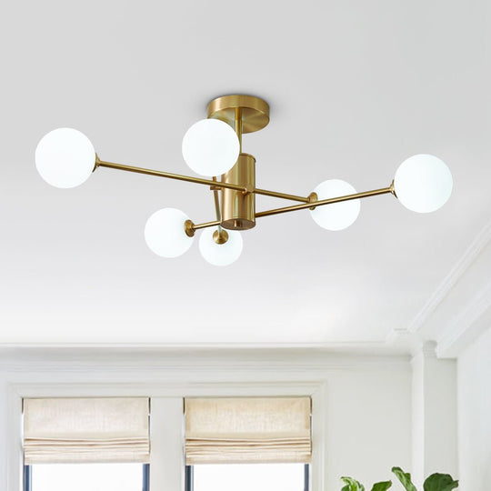 Pendantlightie-6-Light Glass Globe Sputnik Semi Flush Mount-Semi Flush Mount--