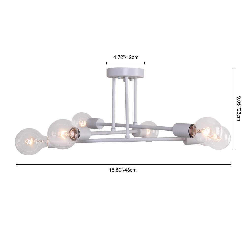Pendantlightie-6-Light Linear Sputnik Semi Flush Mount-Semi Flush Mount-Black-