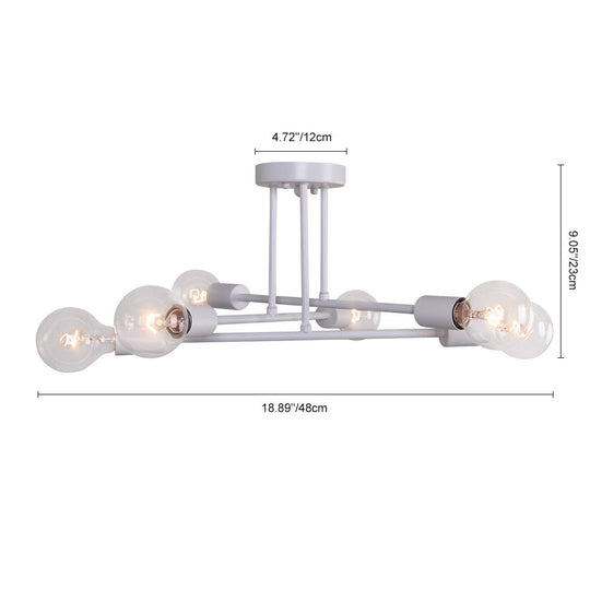 Pendantlightie-6-Light Linear Sputnik Semi Flush Mount-Semi Flush Mount-Black-