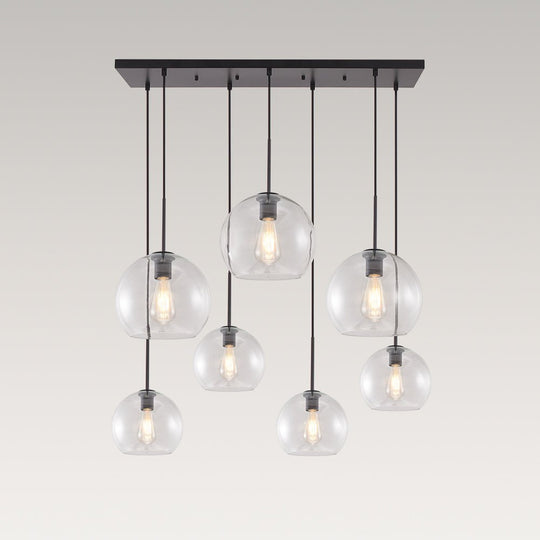 Pendantlightie-7-Light Glass Globe Modern Cluster Pendant Lights-Pendants-Brass-