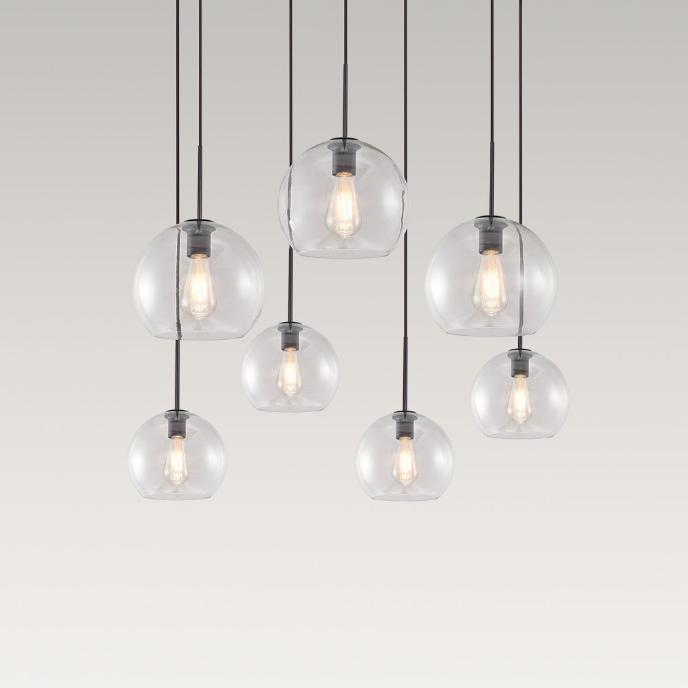 Pendantlightie-7-Light Glass Globe Modern Cluster Pendant Lights-Pendants-Brass-