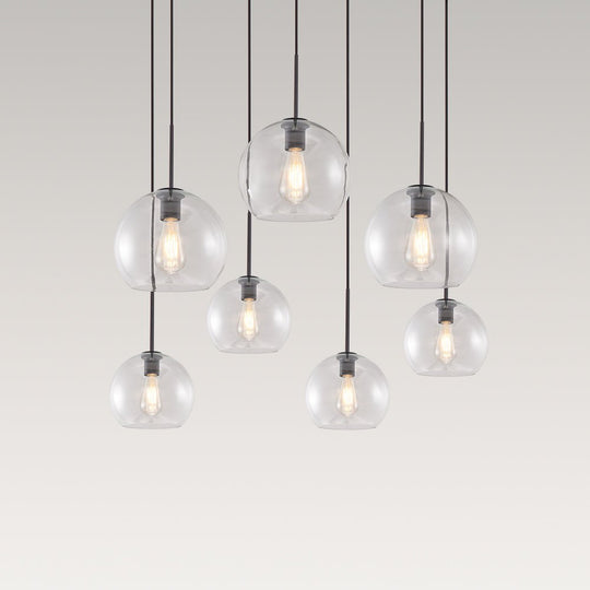 Pendantlightie-7-Light Glass Globe Modern Cluster Pendant Lights-Pendants-Brass-