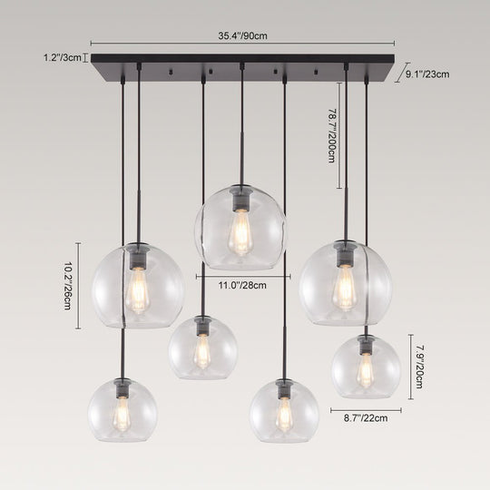 Pendantlightie-7-Light Glass Globe Modern Cluster Pendant Lights-Pendants-Brass-