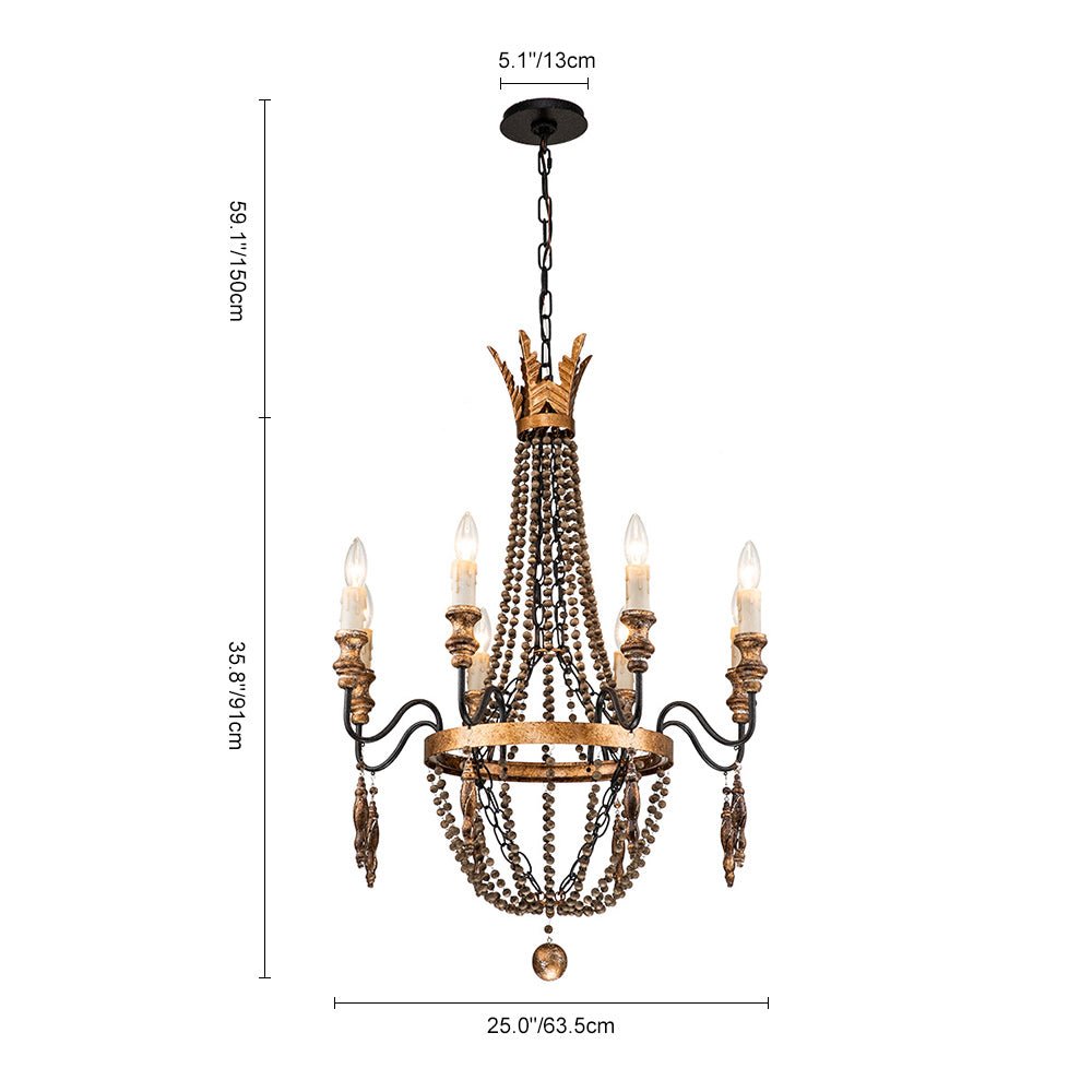 Pendantlightie-8-Light Candle Style Empire Beaded Chandelier-Chandeliers--