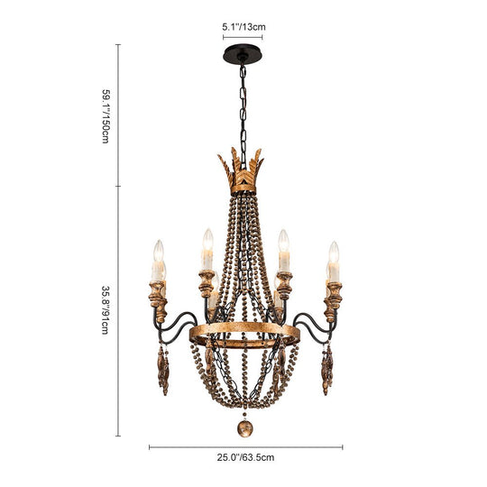 Pendantlightie-8-Light Candle Style Empire Beaded Chandelier-Chandeliers--