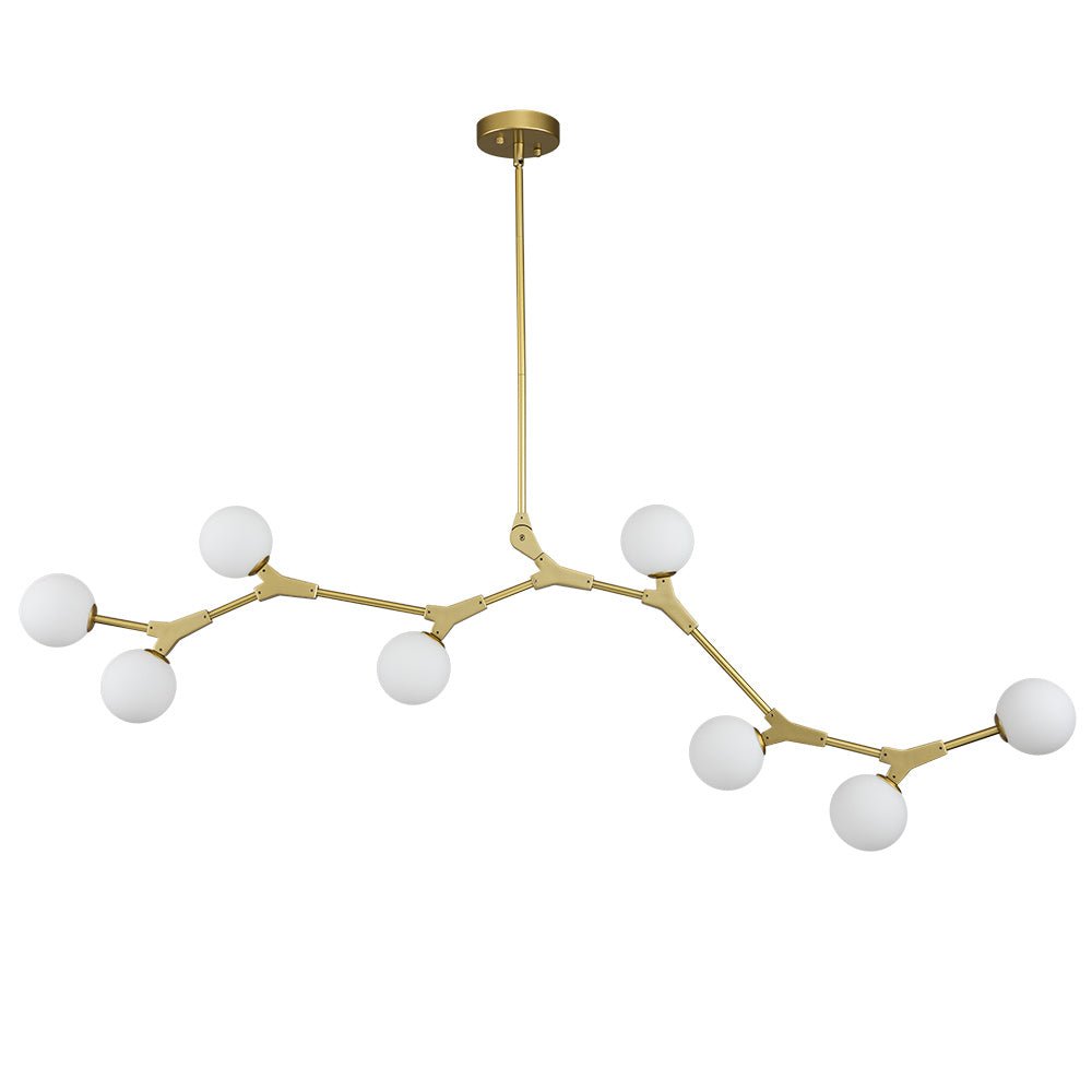 Pendantlightie-8-Light Glass Globe Linear Chandelier-Chandeliers-Black-
