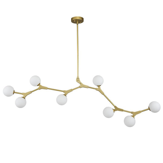 Pendantlightie-8-Light Glass Globe Linear Chandelier-Chandeliers-Black-