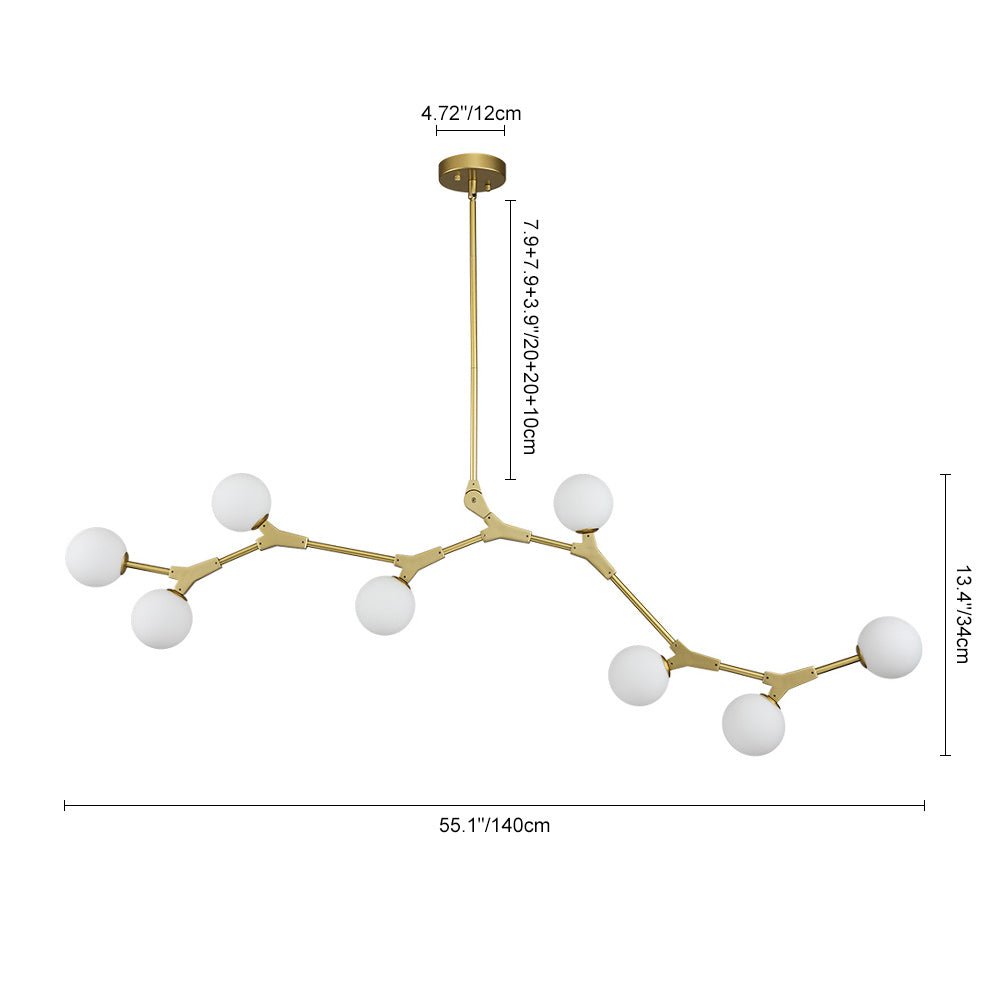 Pendantlightie-8-Light Glass Globe Linear Chandelier-Chandeliers-Black-