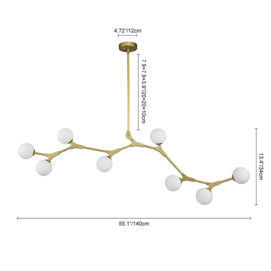Pendantlightie-8-Light Glass Globe Linear Chandelier-Chandeliers-Black-