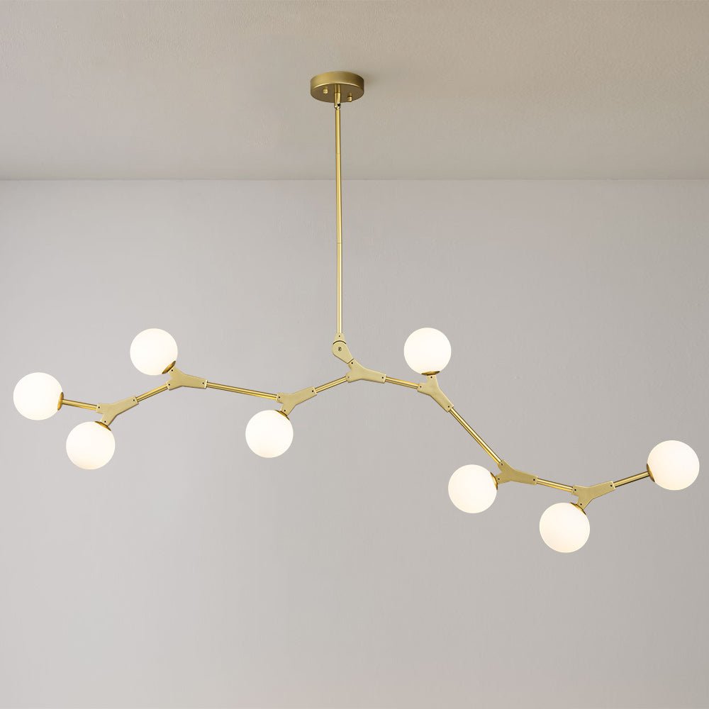 Pendantlightie-8-Light Glass Globe Linear Chandelier-Chandeliers-Black-