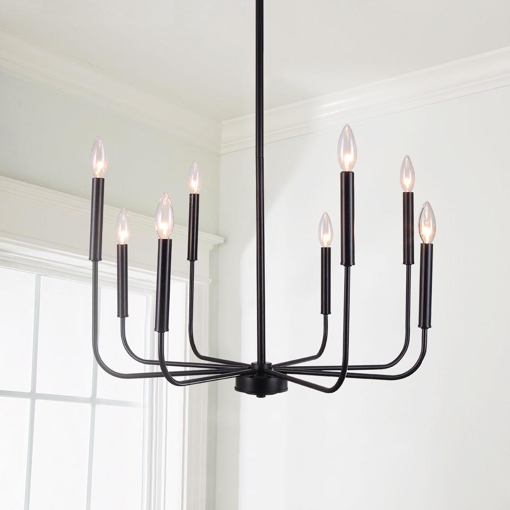 PendantLightie-8-Light Simple Metal Chandelier-Chandeliers--