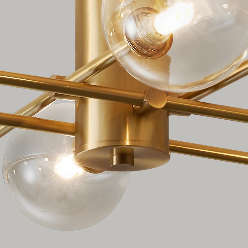 Pendantlightie-8-Light Sputnik Semi Flush Mount With Clear Glass Shades-Semi Flush Mount--