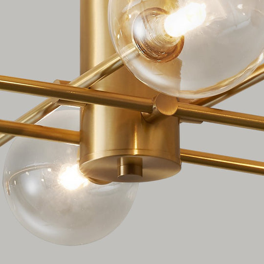Pendantlightie-8-Light Sputnik Semi Flush Mount With Clear Glass Shades-Semi Flush Mount--
