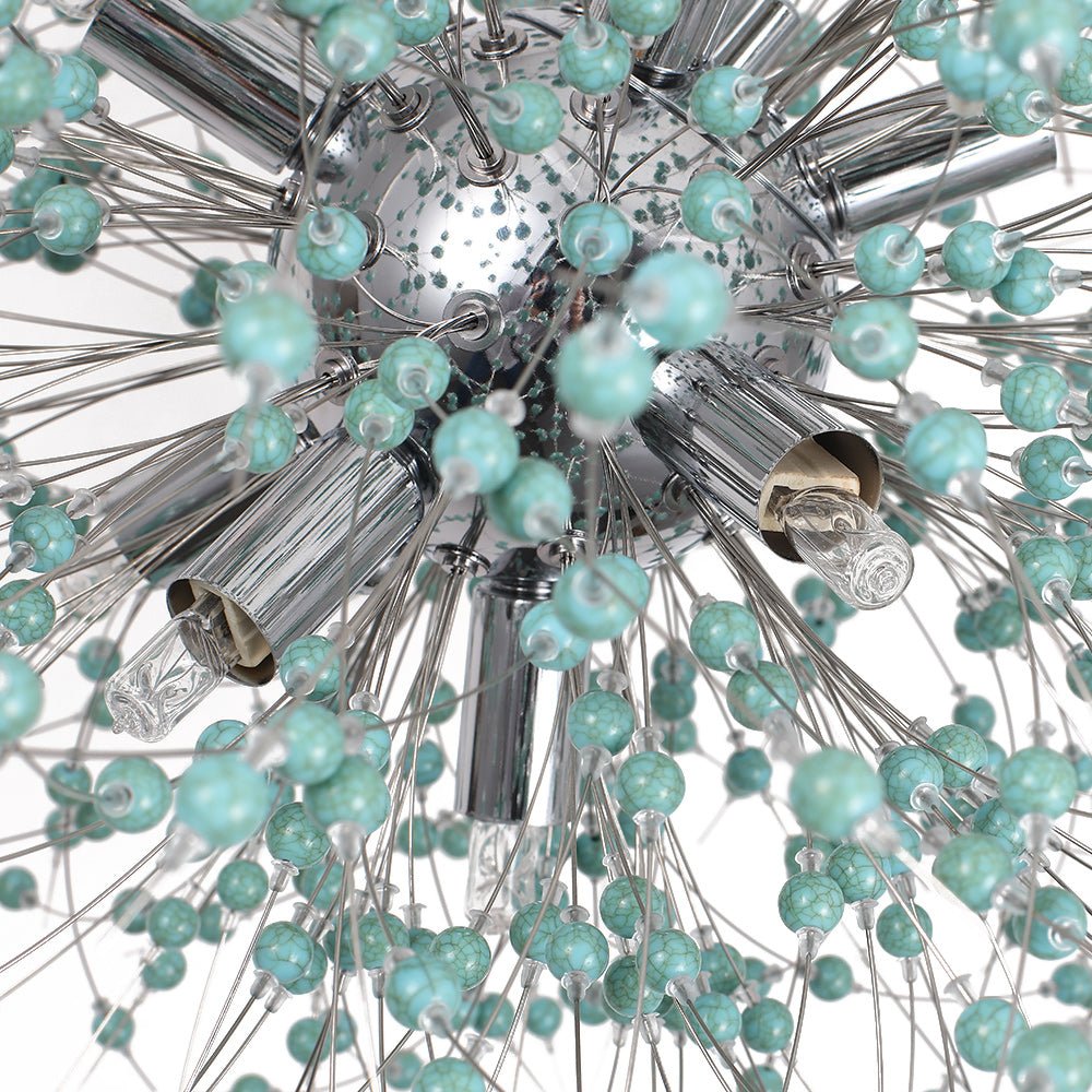 Pendantlightie-9-Light Blue Dandelion Firework Chandelier-Chandeliers-Chrome-