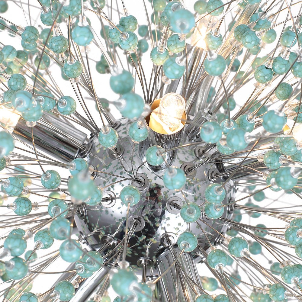 Pendantlightie-9-Light Blue Dandelion Firework Chandelier-Chandeliers-Chrome-