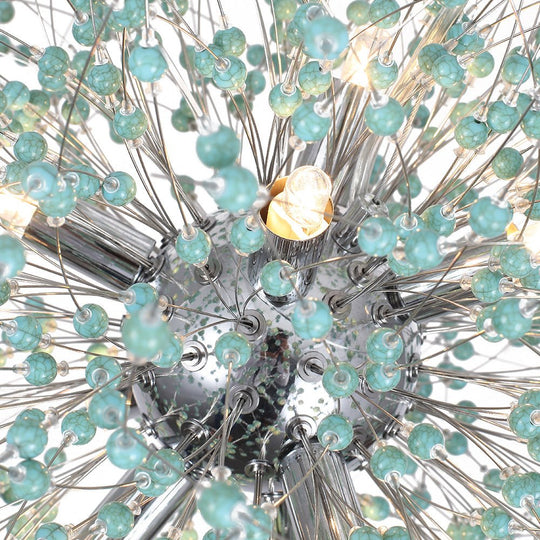 Pendantlightie-9-Light Blue Dandelion Firework Chandelier-Chandeliers-Chrome-