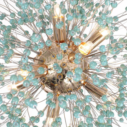 Pendantlightie-9-Light Blue Dandelion Firework Chandelier-Chandeliers-Chrome-