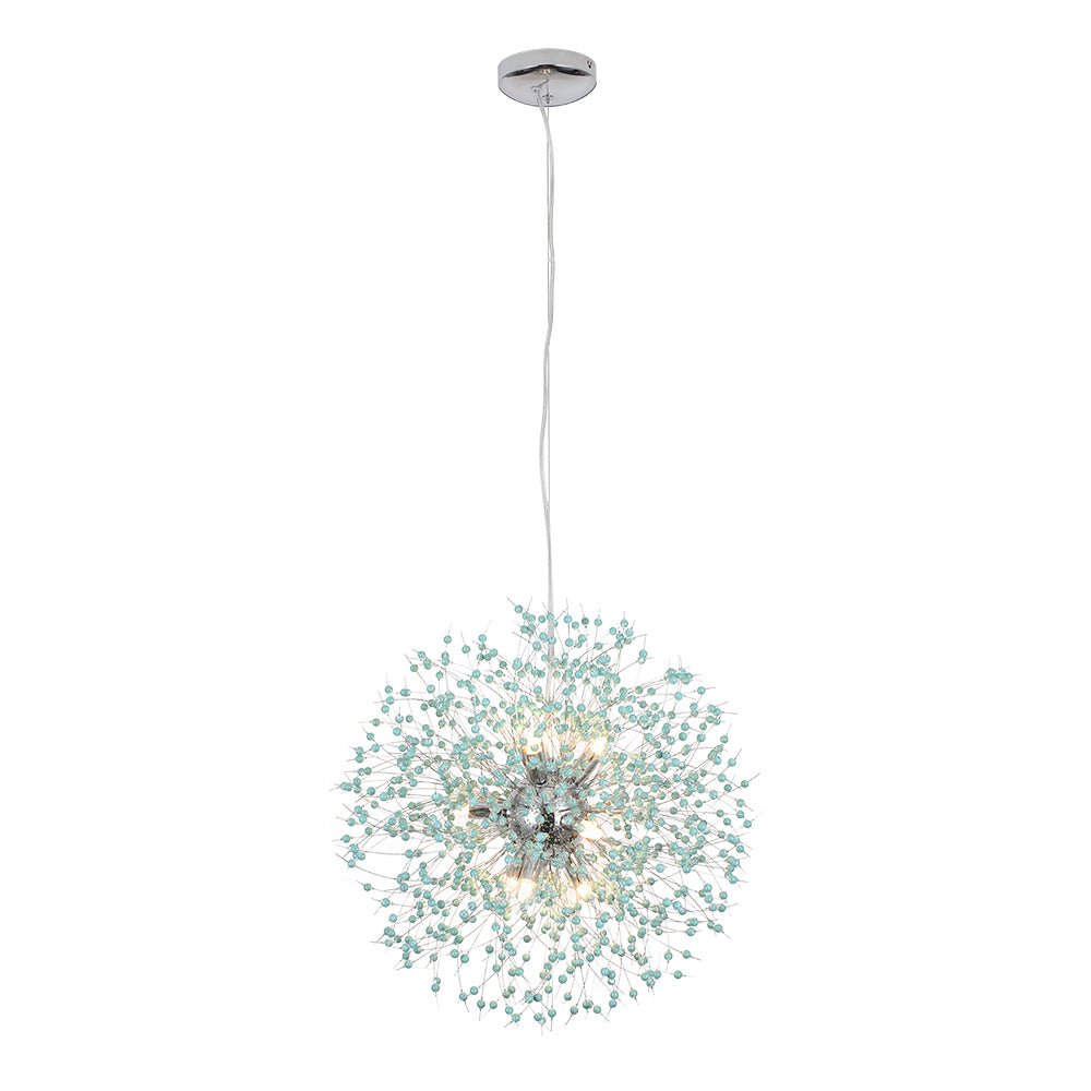 Pendantlightie-9-Light Blue Dandelion Firework Chandelier-Chandeliers-Chrome-