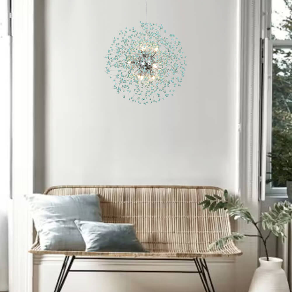 Pendantlightie-9-Light Blue Dandelion Firework Chandelier-Chandeliers-Chrome-