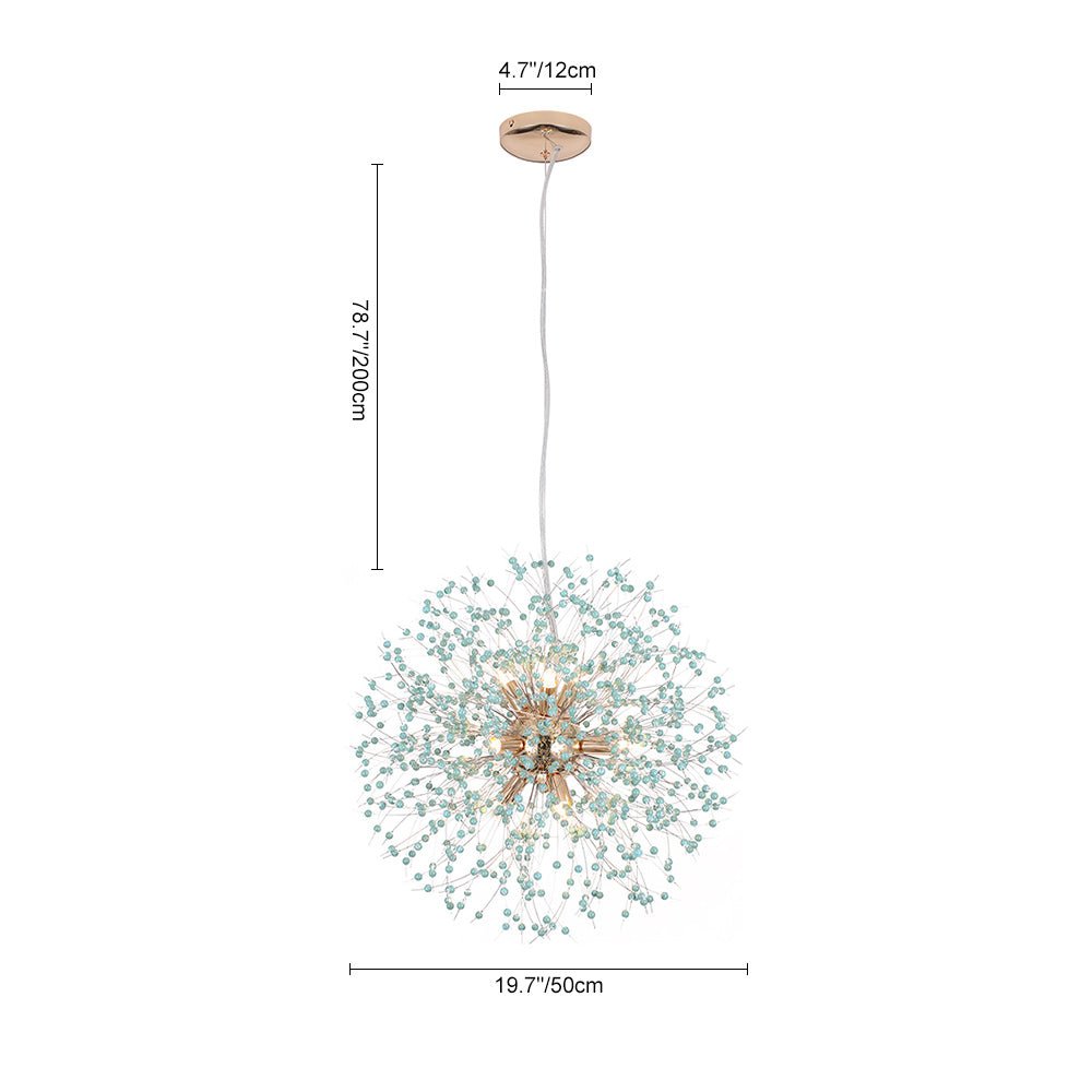 Pendantlightie-9-Light Blue Dandelion Firework Chandelier-Chandeliers-Chrome-