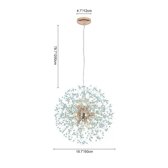 Pendantlightie-9-Light Blue Dandelion Firework Chandelier-Chandeliers-Chrome-