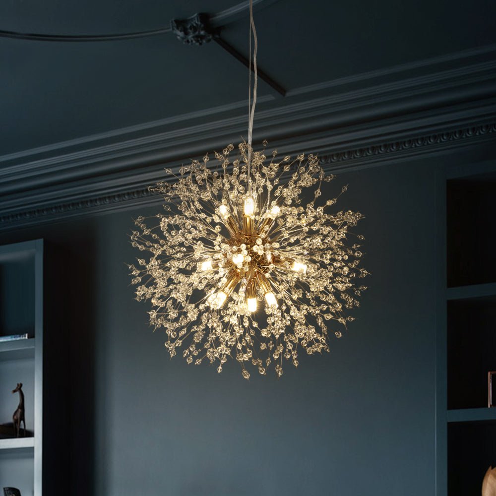Pendantlightie-9-Light Firework Crystal Modern Unique Sputnik Light-Chandeliers-Gold-