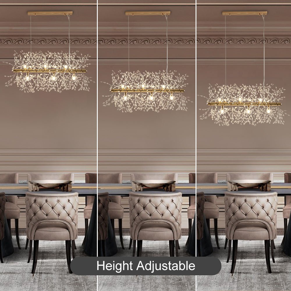 Pendantlightie-9-Light Linear Modern Crystal Chandelier-Chandeliers-Chrome-